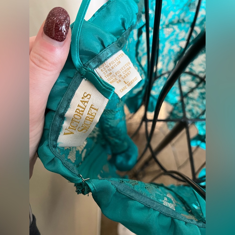 True vintage! Victoria’s Secret gold label teal teddy - Picture 2 of 5